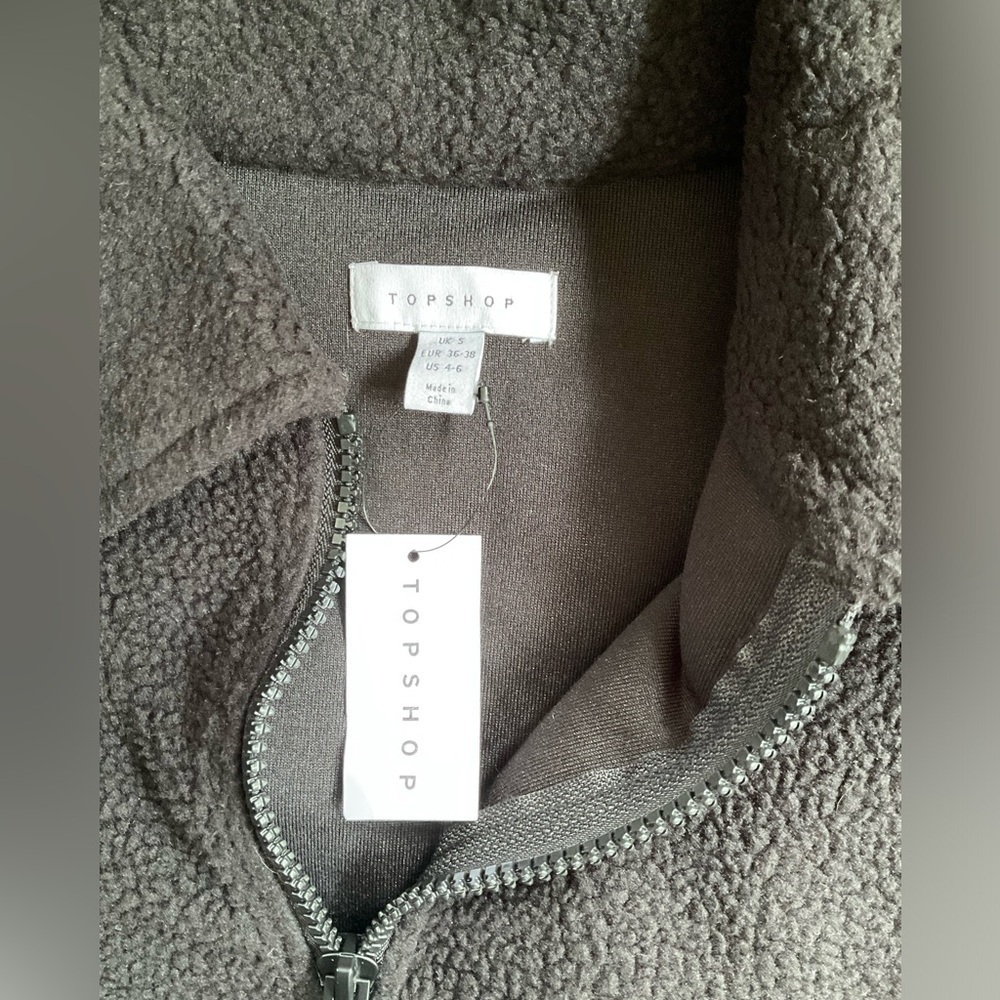 Topshop Borg Zip Collar Fleece Sweatshirt - Picture 4 of 8